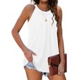 thumbnail image 2 of MESSUEN Spaghetti Strap Tank Top Halter Tops Crew Neck Camisole Women Summer Halter Tops Pleated Sleeveless Cami Shirts Tank Top Women Tops Summer Tops White M, 2 of 8
