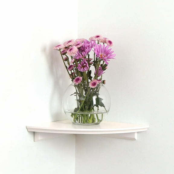 InPlace Shelving, 11.8Wx11.8D inch, Wood Corner Wall-Mounted  Floating Shelf Kit, White