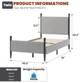 thumbnail image 2 of Yeshouse estructura de cama tapizada con cabecero de terciopelo, plataforma de tela de pana suave, soporte de listones de madera y patas resistentes, sin somier, silenciosa y fácil de montar, 2 of 9