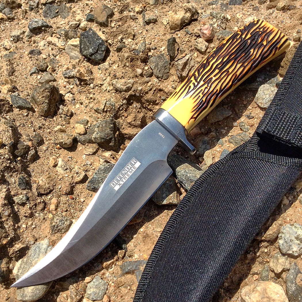 10.5' Defender Xtreme Silver Hunting Knife with Sheath