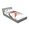 thumbnail image 2 of Ambesonne Japanese Fitted Sheet & Pillow Sham Set, Koi Carp Fish Couple, Twin, Orange Grey, 2 of 2
