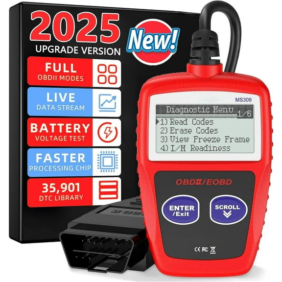 OBD2 Scanner Car Code Reader MS309 Universal Car Engine Fault Code Reader, Enhanced Check Engine Fault Professional OBDII CAN Diagnostic Scan Tool for All Vehicles After 1996