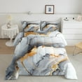 thumbnail image 2 of Manfei Aesthetic Geometric Art Queen Comforter Set,Abstract Marble Texture Bedding Sets,Gray Fluid Art Bedding Comforter Set For Children,Lightweight Room Decor Reversible,3 Pieces, 2 of 8