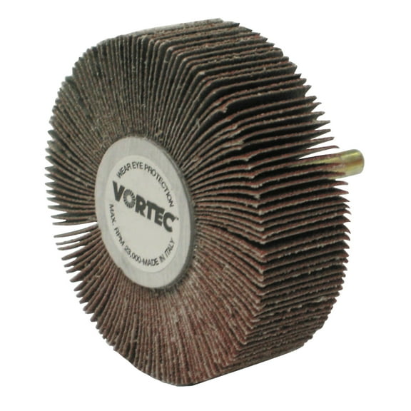 Weiler Vortec Pro Mounted Flap Wheels, 3 in x 1 in, 60 Grit, 23,000 rpm