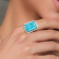 thumbnail image 4 of Gem Stone King 11.50 Ct Emerald Cut Green Turquoise 925 Sterling Silver Ring, 4 of 5