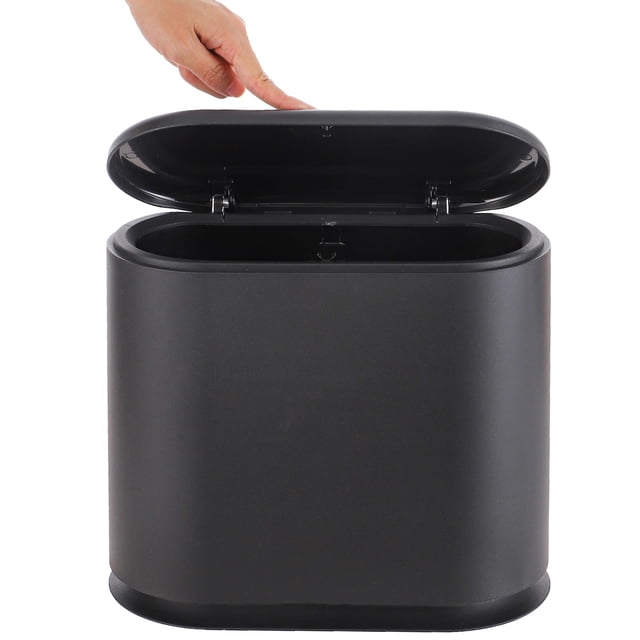 Bote de basura Baosia negro delgado rectangular de 12 l/3.2 galones de plástico