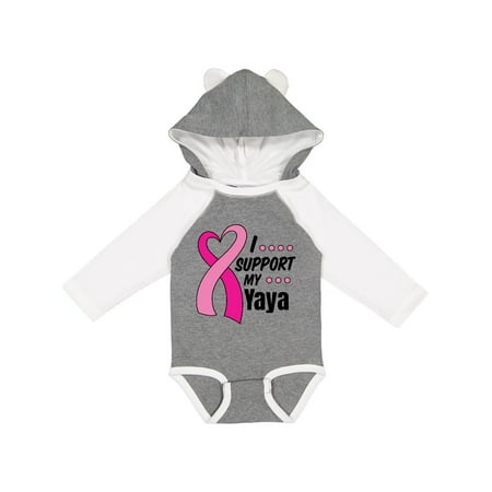 

Inktastic Breast Cancer Awareness I Support My Yaya with Pink Ribbon Gift Baby Boy or Baby Girl Long Sleeve Bodysuit