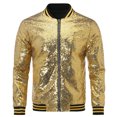 thumbnail image 2 of Cloudstyle Mens Sequins Nightclub Styles Zip up Varsity Baseball Bomber Jacket, 2 of 5