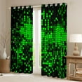 thumbnail image 2 of Manfei Geometric Plaid Grid Black Out Curtains for Boys Girls Kids,Green Neon Lights Curtains Pack of 2 (42x63 Each),Futuristic Cubes Bedroom Curtains,Microfiber Bedroom Decor, 2 of 6