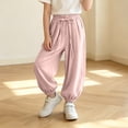 thumbnail image 4 of FAIWAD Joggers for Girls Loose Drawstring Waist Pants with Pockets Kids Casual Outdoor Clothes, 4 of 9