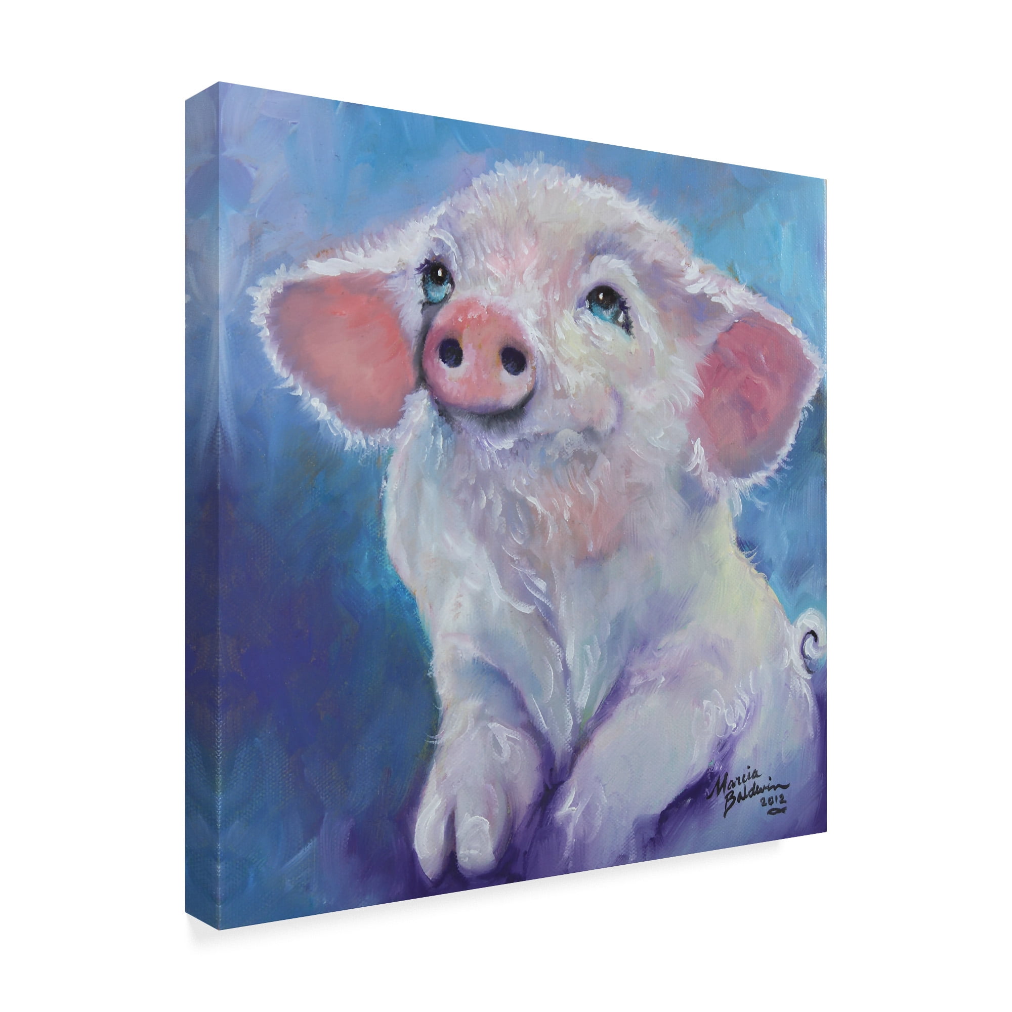 Trademark Fine Art 'Feed Me Little Pink Piglet' Canvas Art by Marcia Baldwin