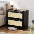 thumbnail image 4 of Wood Rattan 2-Drawer Lateral File Cabinet with Lock for Home Office Black, 4 of 5