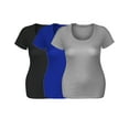 thumbnail image 6 of Emmalise Women's Short Sleeve Tshirt Scoop Neck Tee Value Set (3Pk, Blk, Royal, HthGray, XXX-Large), 6 of 6