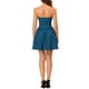 thumbnail image 3 of Vestido de mujer Inspire Chic con escote corazón, sin tirantes, con cremallera, mini y de corte acampanado, color azul, talla M, 3 of 6