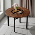 thumbnail image 2 of Tcbosik Modern Dining Table with MDF and Glass Top, 42 Inch Round Table with Glass Shelf, Kitchen Table for Living Room, Easy Assembly, Wood Color, 2 of 9