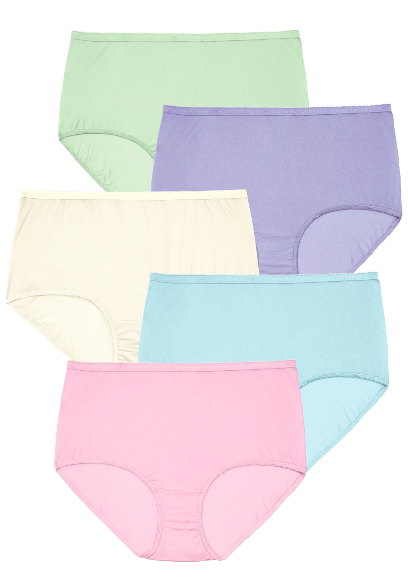 Comfort Choice Women S Plus Size Pack Nylon Full Cut Brief Underwear