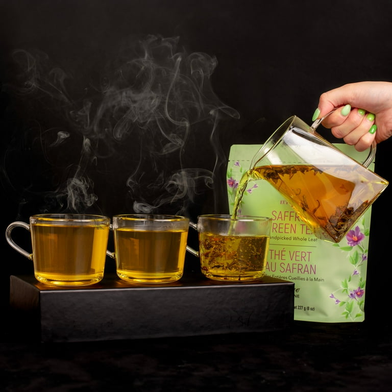 Eupherbia Saffron Green Tea - Whole Leaf, Highland Grown, With 3g Premium Saffron Threads, 8oz Tin