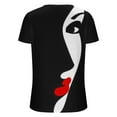 thumbnail image 3 of Women's Figure Graphic Print T-Shirt,Short Sleeve Trendy Blouse 2023 V Neck Casual Tunic Tops Loose Comfy Summer T-shirt, 3 of 5