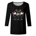 thumbnail image 2 of Christmas Shirts for Women 3/4 Sleeve Tops Casual Loose Fit Print Holiday T Shirts for Ladies, 2 of 4