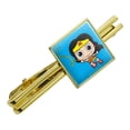 thumbnail image 1 of Wonder Woman Cute Chibi Golden Lasso Square Tie Bar Clip Clasp Tack- Silver or Gold, 1 of 6