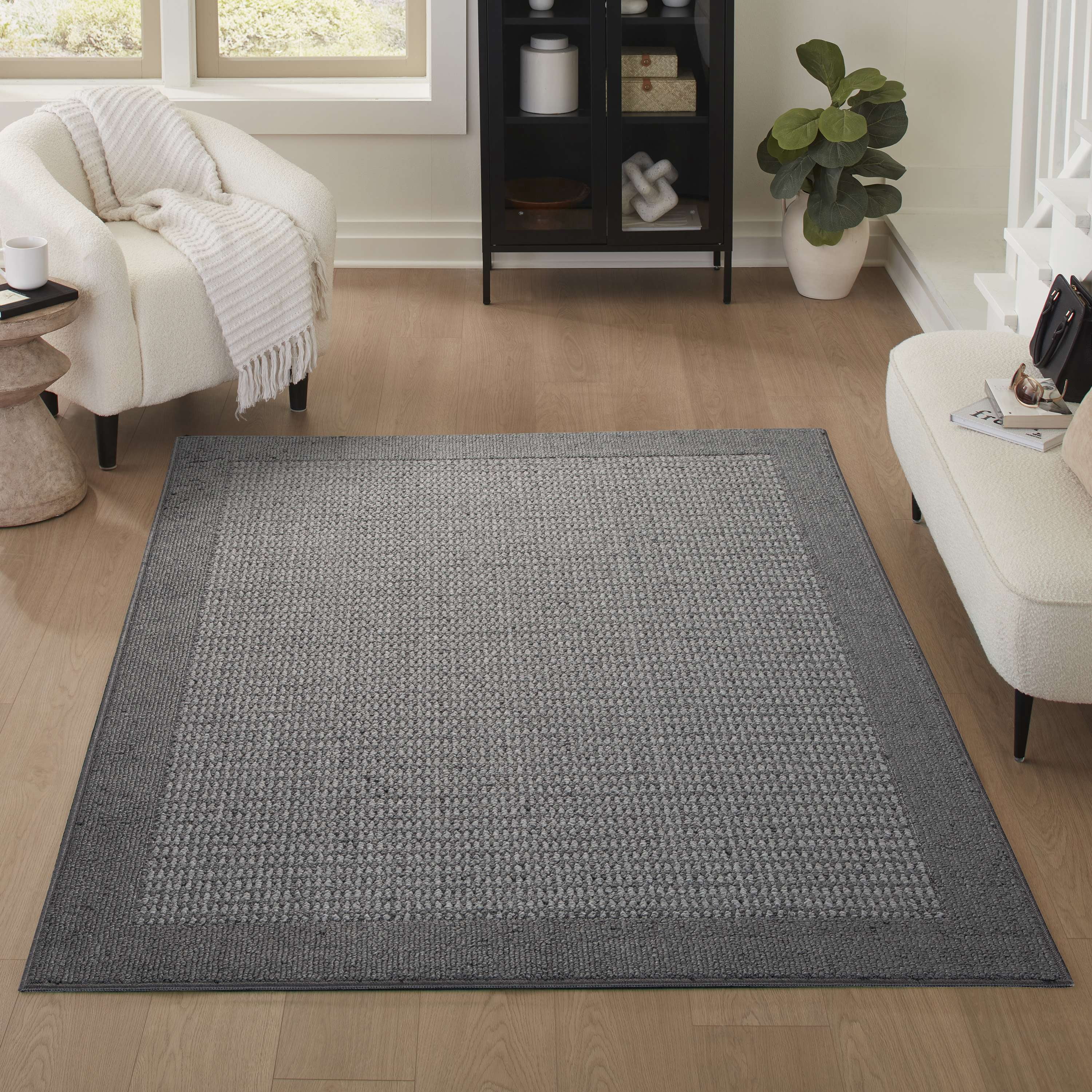Mainstays Faux Sisal Beige Border Indoor Accent Rug Set, 3-Piece Set