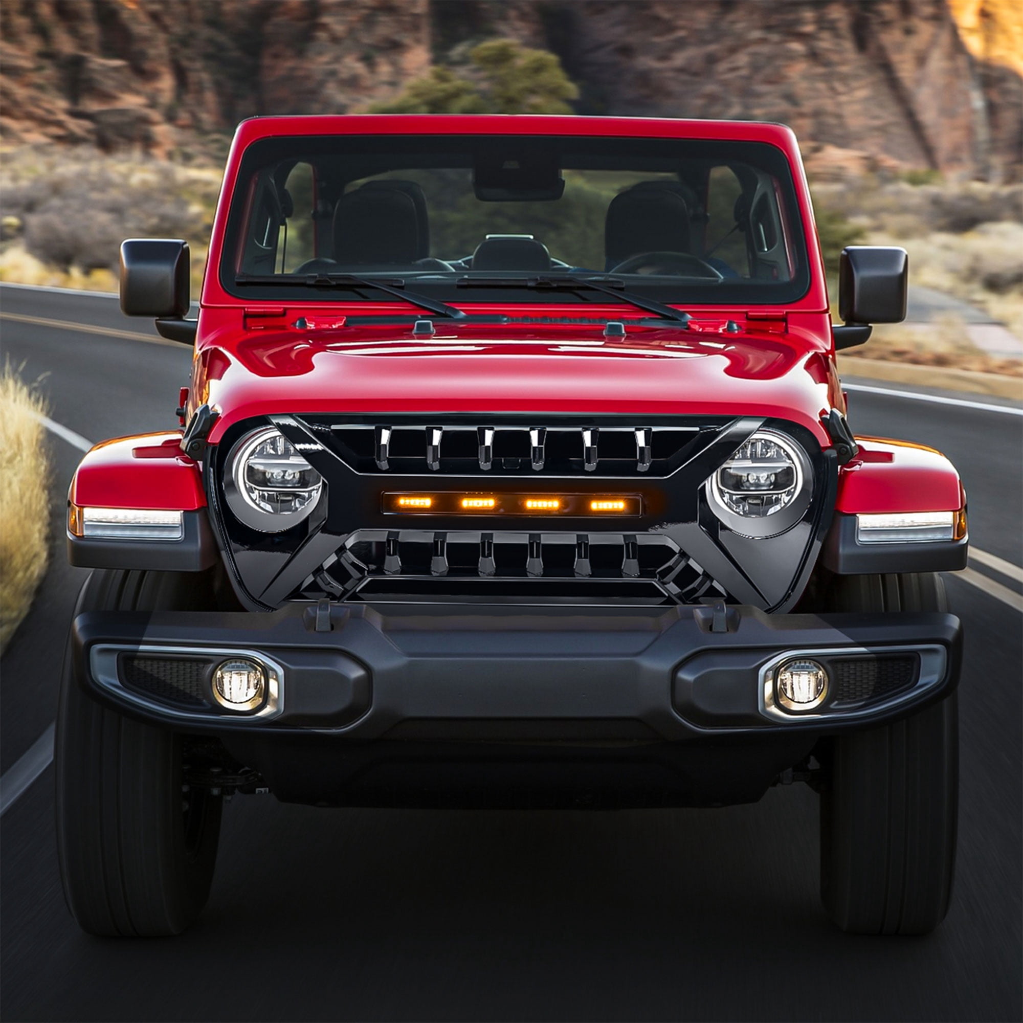 AMERICAN MODIFIED Grille w/Lights for 18-23 Jeep Wrangler JL & Gladiator JT