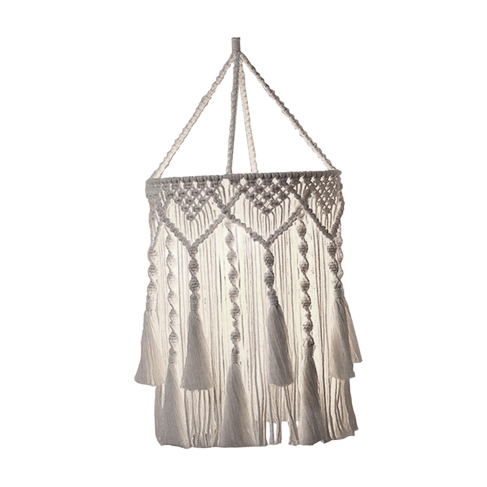 EHJRE Macrame Lamp Shade Boho Hanging Pendant Light Cover Light Fixtures Cover Ceiling Light Shade for Living Room Office Festival , A 30cmx75cm