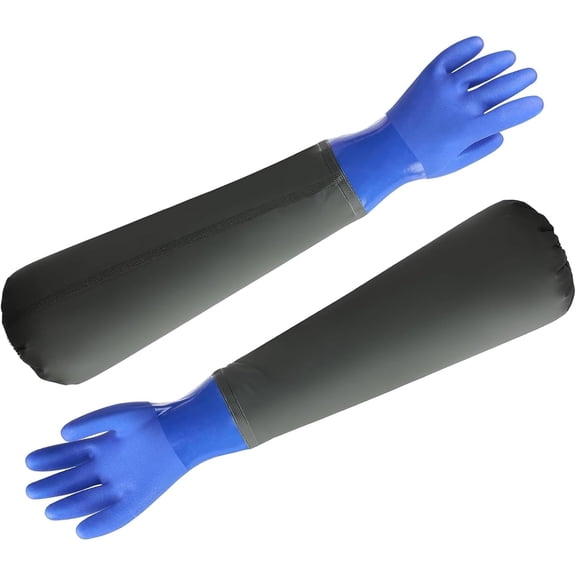 27" Long Rubber Gloves PVC Waterproof Glove for Pond Cleaning
