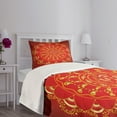 thumbnail image 5 of Ambesonne Mandala Quilted Bedspread Set 2 Pcs, Ottoman Art Ornament Hand, Twin Size, Yellow Red, 5 of 6