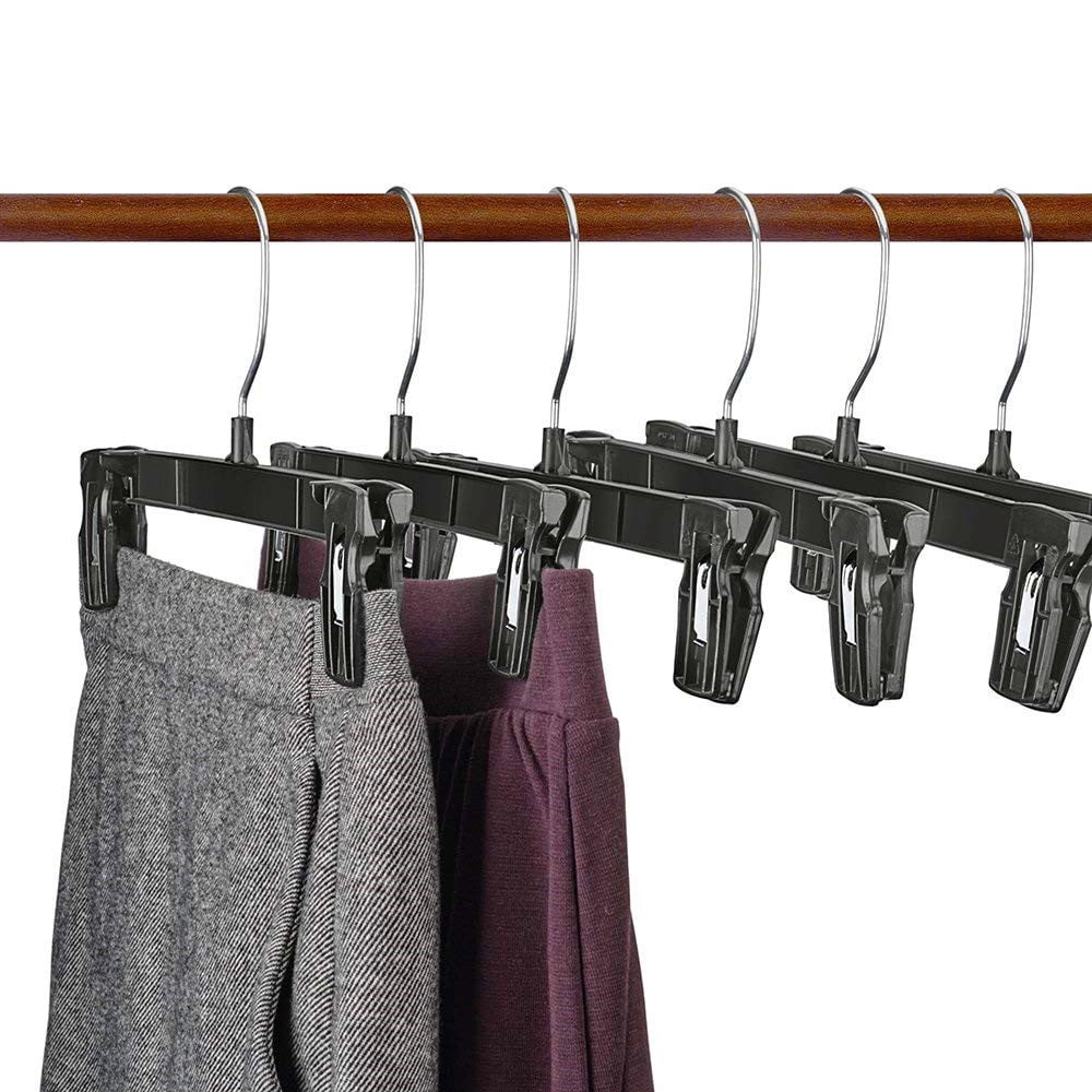 Pants Hangers 50 Pack Black Plastic Skirt Hanger with NonSlip Big