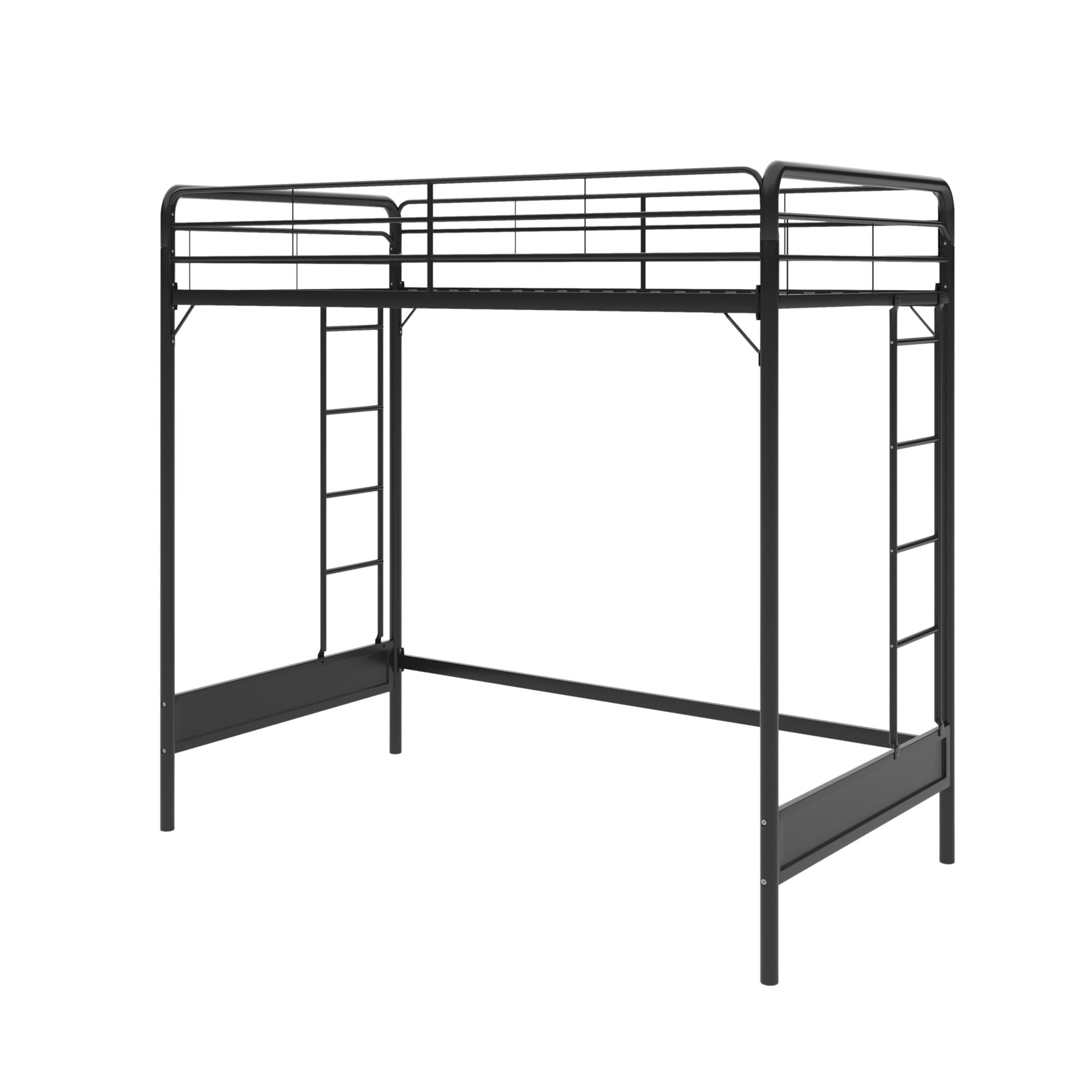 RealRooms Colten Loft Bed, UnderBed Desk and Gaming Area, Twin, Black
