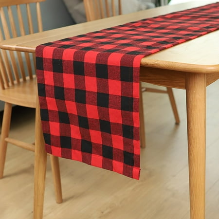 

Huilaibazo Polyester Tablecloth Checkered Themed Tablecloth Black Red Checkered Tablecloth Cover For Dining Table Decoration