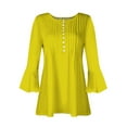 thumbnail image 4 of Women's 3/4 Sleeve Tops Dressy Casual Business Work Blouses Office Shirts Yellow M, 4 of 5