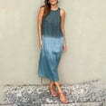 thumbnail image 2 of WTXUE Cotton Linen Sleeveless Slit Gradient Tie Dye Long Dress Relaxed Fit Dresses (Women's), 2 of 4
