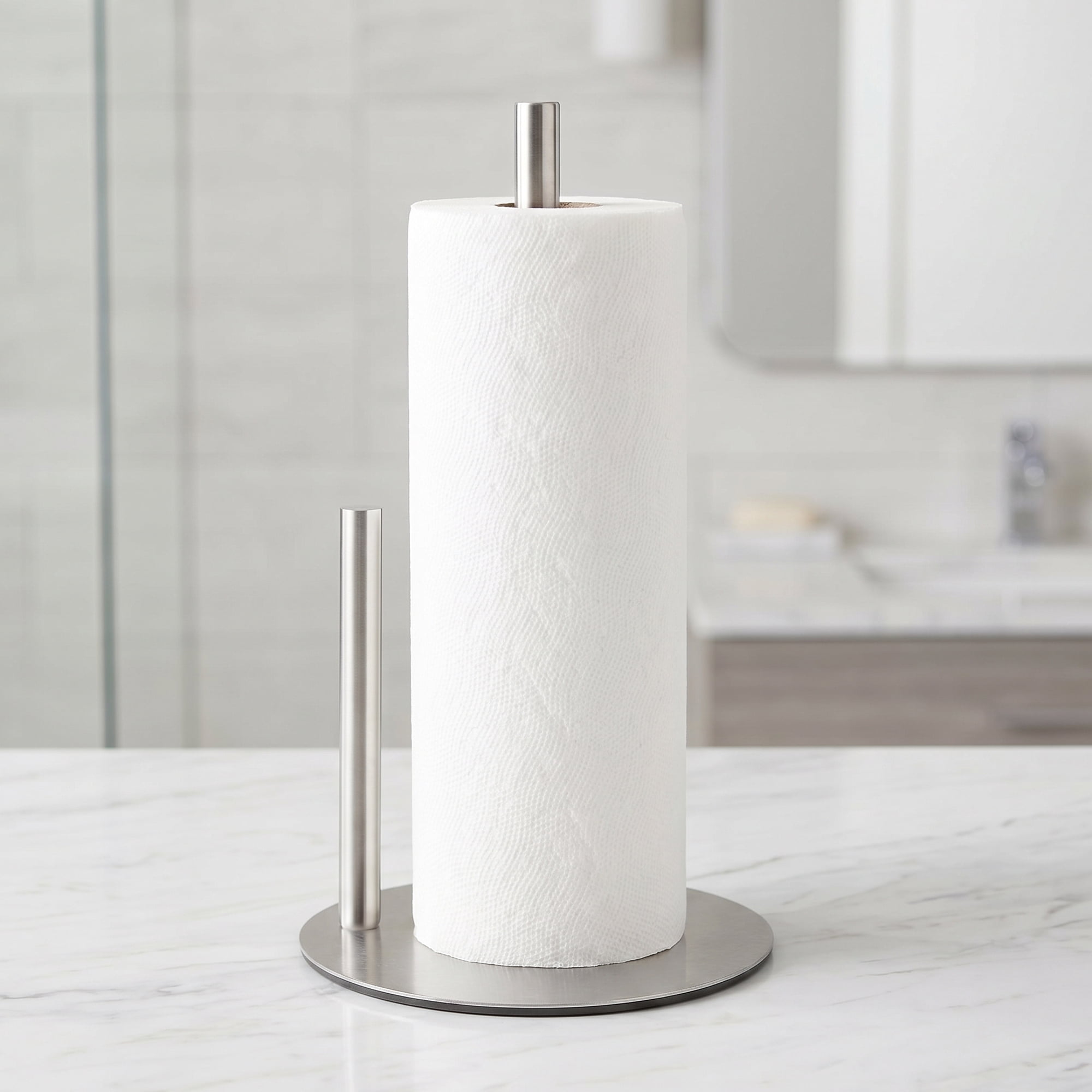 Unique Bargains Countertop Non Slip Base Dispenser Paper Towel Holder Silver 11.8x6.7inch