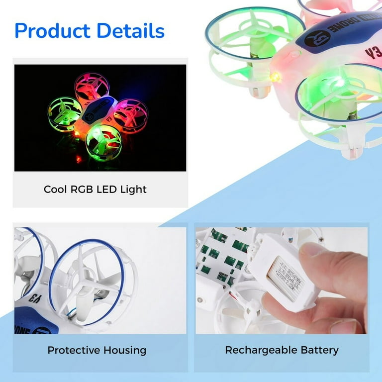 Mini Drone for Kids, LED RC Drone with Altitude Hold, 3D Flip ...