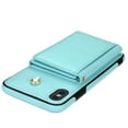 thumbnail image 2 of for iPhone XS / iPhone X Case, PU Leather Crossbody Wallet Case with Card Holder, Kickstand, Magnetic Clasp Folio Zipper Purse, Adjustable Removable Strap, Protective Back Cover, Mint, 2 of 7