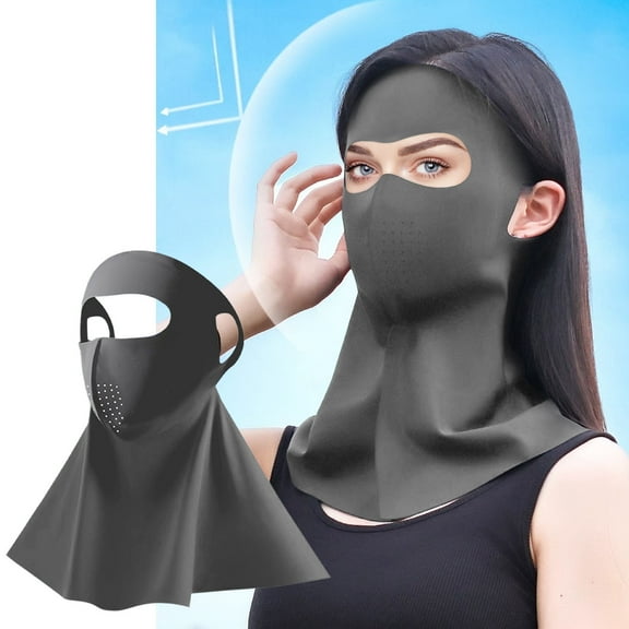 Full Face Shield Sunscreen Face Mask - UV-Protective Full Face & Neck Mask, Breathable Sun Shield for Outdoor Activities, Lightweight UPF Sunscreen Cover for Hiking/Cycling (Dark Gray)