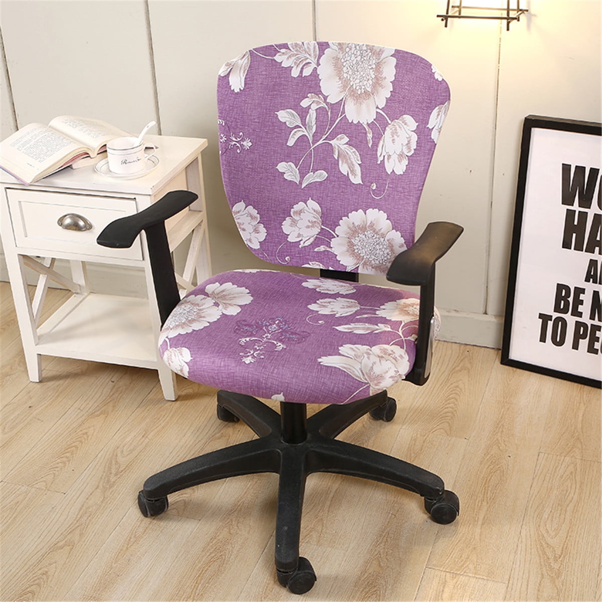 Floral Computer Chair Cover Spandex Stretch Office Chair Protector Seat Decor 