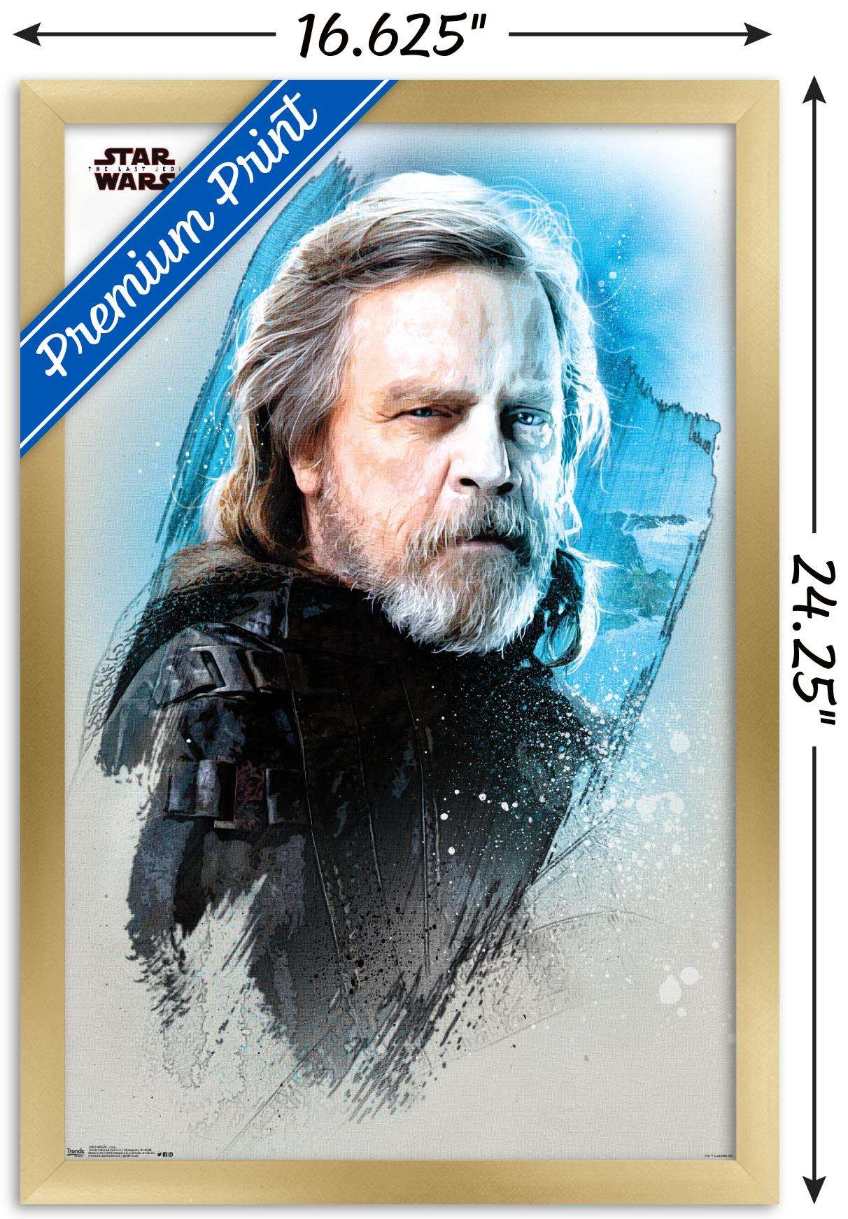 Star Wars: The Last Jedi - Luke Wall Poster, 14.725" x 22.375", Framed