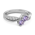 thumbnail image 2 of Mooneye Round Amethyst Two Stone Swirl 925 Sterling Silver Women Valentines Day Gift Ring, 2 of 3