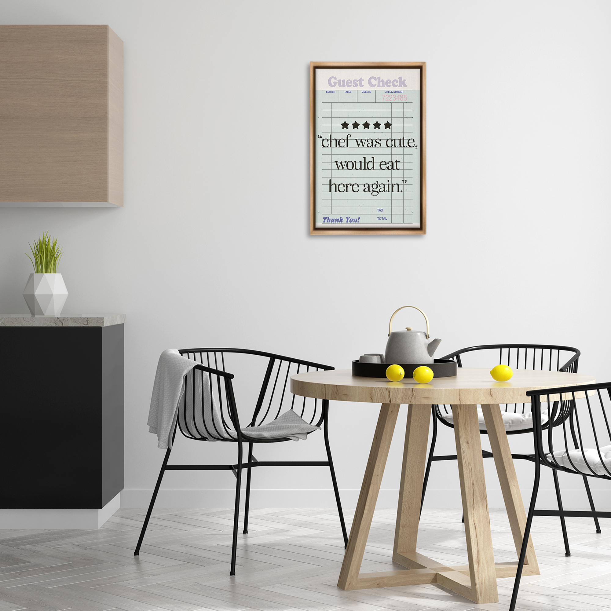 Stupell Industries Cute Chef Guest Check Typography Painting Brown Floater Framed Art Print Wall Art, 17 x 25