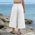 thumbnail image 4 of High Waisted Wide Leg Beach Casual Capri Pants For Women Summer Flowy Relaxed Fit Pocketed Comfortable Vacation Lounge Everyday Style Breathable, 4 of 7