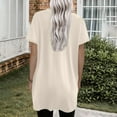 thumbnail image 4 of TQWQT Women's Plus Size Long Shirts for Legging Oversized Tunic Tops with Pockets V Neck Short Sleeve T-Shirt Summer Solid Color Long Tops, 4 of 5