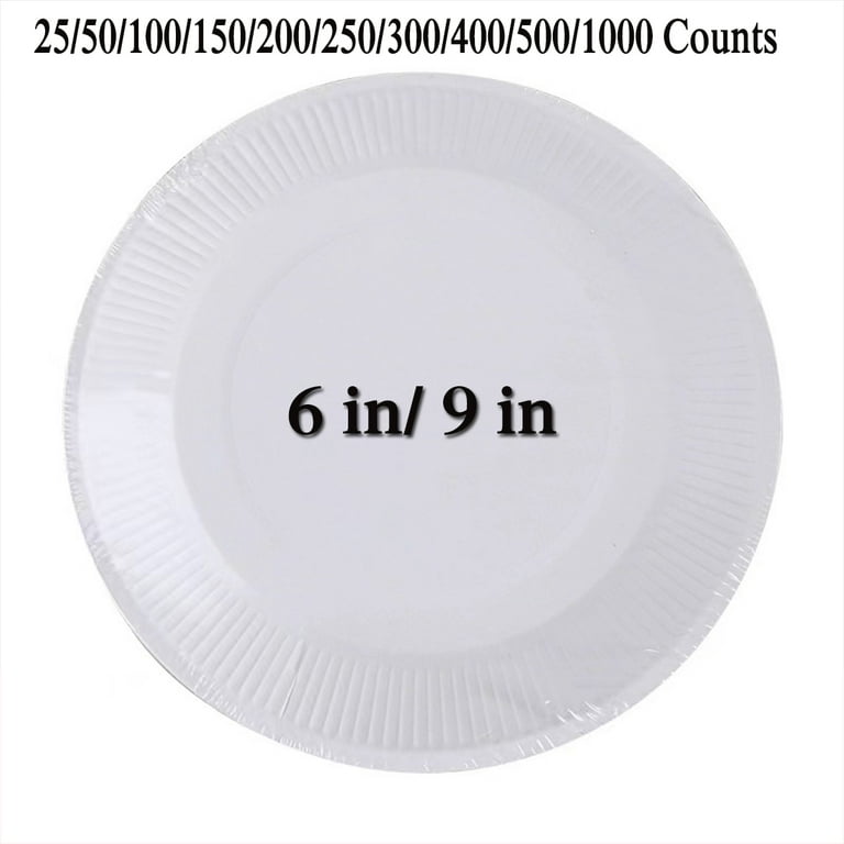 6 -Inch/9-Inch Paper Plates Uncoated, Disposable Plates Paper Plate Bulk, White