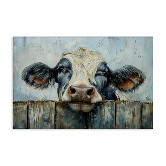 Stupell Industries Howdy Neighbor Cow Animals & Insects Painting Gallery Wrapped Canvas Art Print Wall Art, 24 x 16