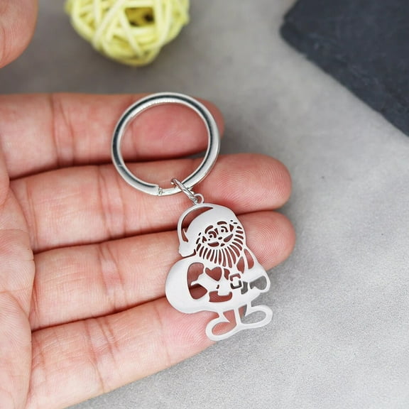 Stainless Steel Christmas Key Chain Hats Santa Claus Pendants Keyring for Women Men Gifts Trendy Xmas Jewelry Keychain
