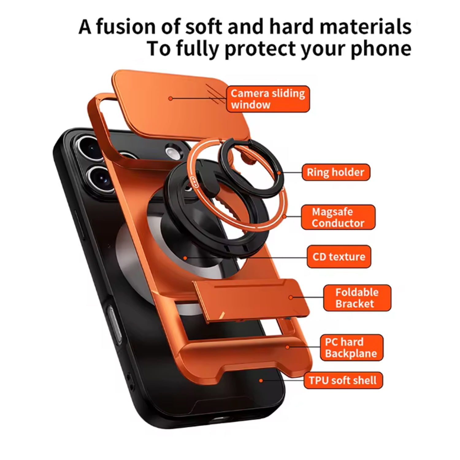 Heavy-Duty All-in-One Armor Case for iPhone 17 Pro - Orange