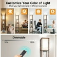 thumbnail image 2 of Floor Lamp with Shelves LED Modern Shelf Floor Lamp with USB Ports Power Outlet Color Temperature Storage Display Wood Column Standing Tall Lamp for Living Room Bedroom Off, 2 of 9