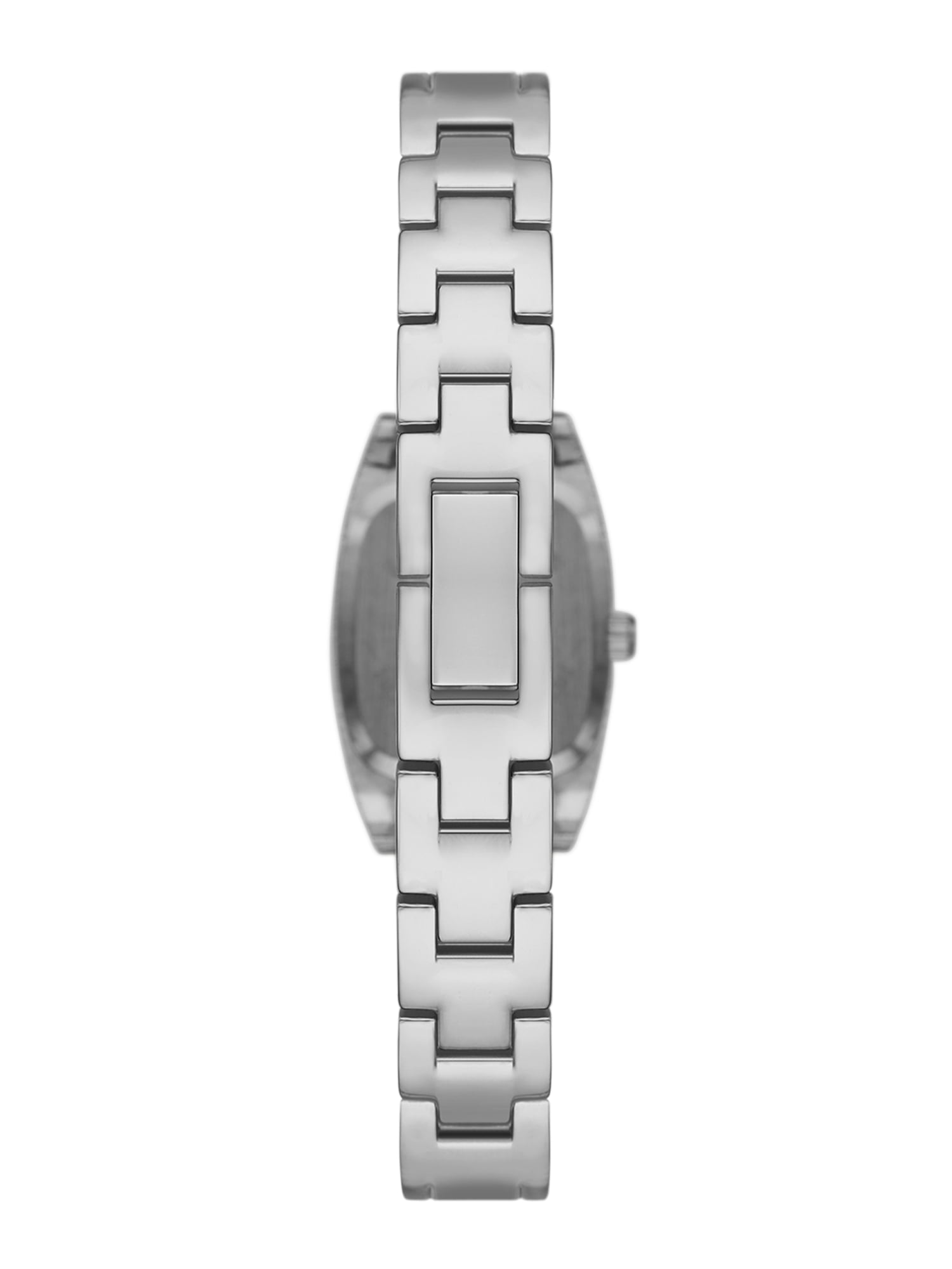 Time and Tru Ladies' Watch, Silver Rectangle Case with Clear Stone Bezel, Silver Sunray Dial and Silver Half Bangle with Jewelry Clasp Closure (FMDOTT104)